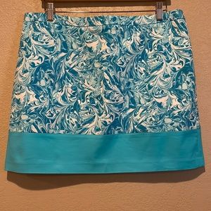 Michael Kors Turquoise Blue Paisley Colorblock Stretch Mini Skirt Size 14P